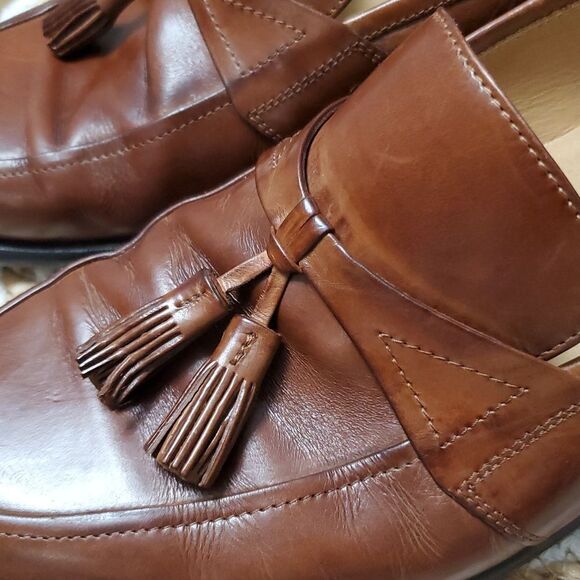Johnston & Murphy Cellini Tan Calfskin Loafers Italian, Size 11M - Picture 5 of 10